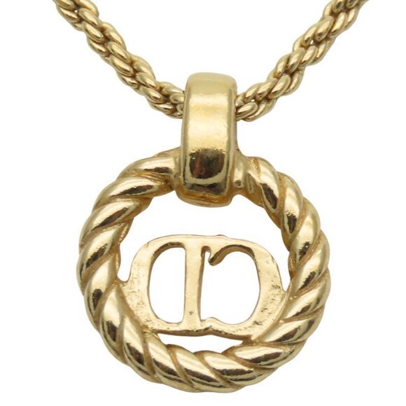 Christian Dior Necklace CD Logo Twisted Metal Gold Plated GP Accessories Ladies - Picture 2 of 9
